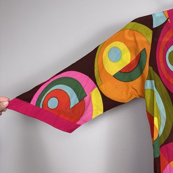 Aller Simplement Small / Medium Boho Hippie Tunic Dress Mod Circles Multicolor - Picture 3 of 6